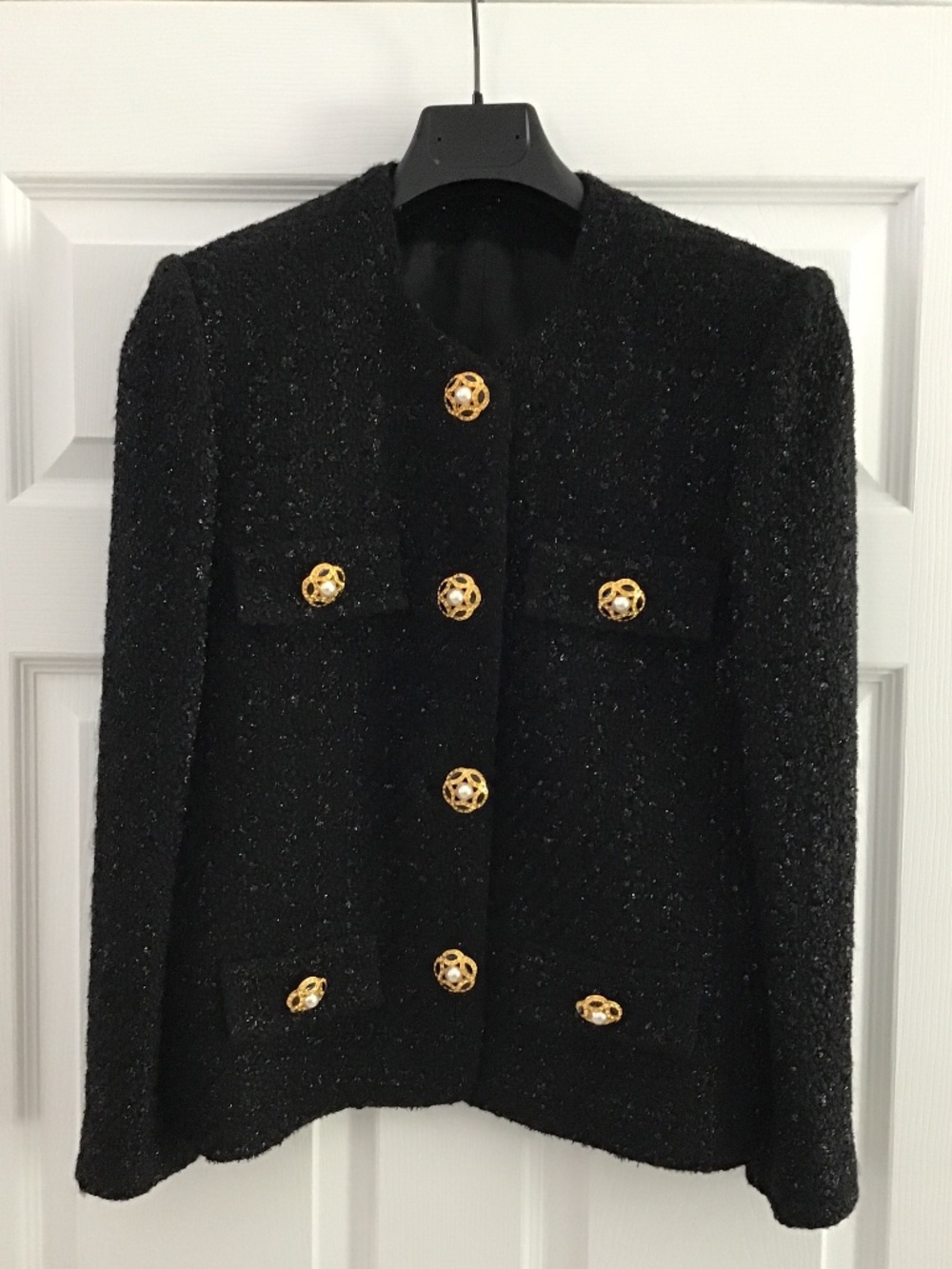 Fabulous black/metallic thread tweed textured jacket